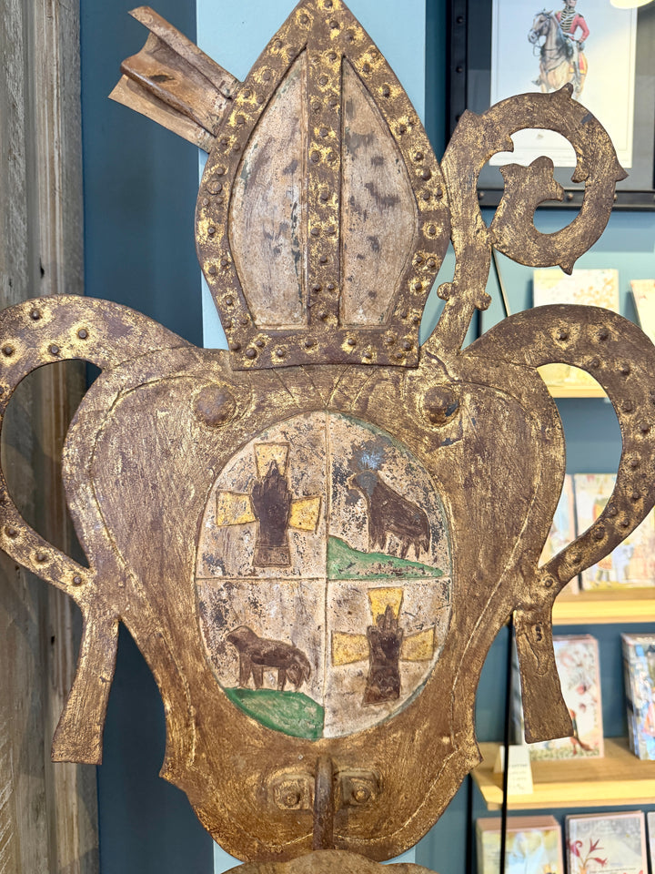 19th Century Spanish Revival Coat of Arms Iron Candle Sconce