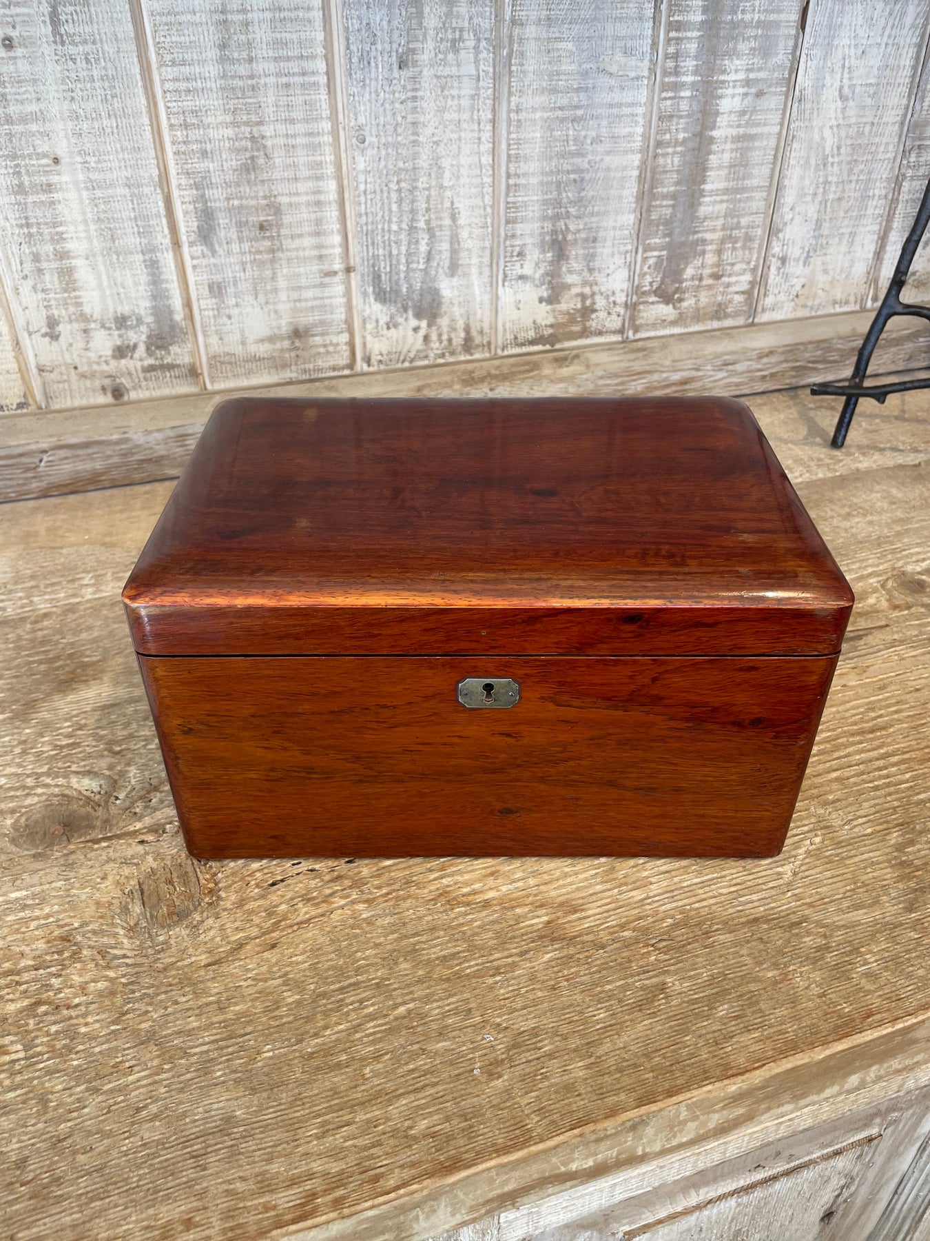 Antique Flame Mahogany Lock Box with Metal Interior – Maude Woods