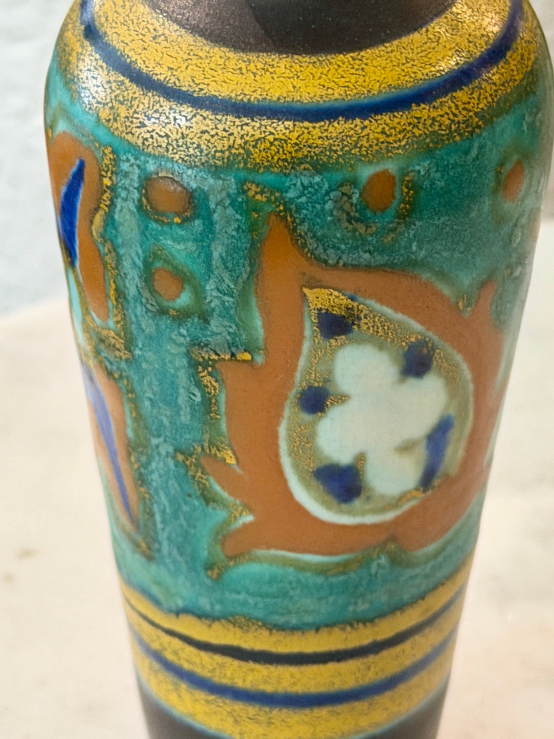 Small Vintage Hand Painted KAWI Gouda Vase, Holland