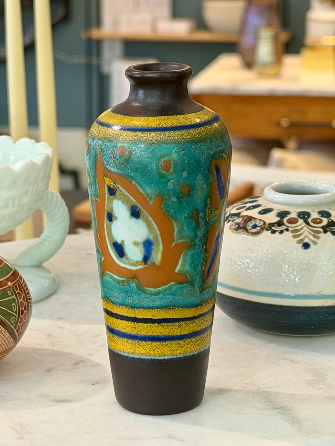 Small Vintage Hand Painted KAWI Gouda Vase, Holland