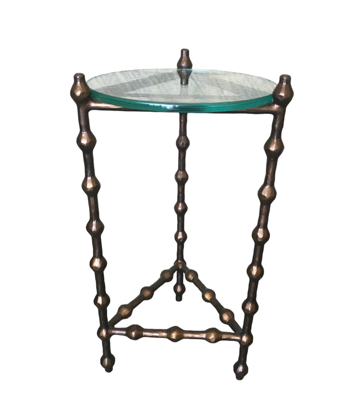 Glass Top Hand-Forged Iron Drinks Table