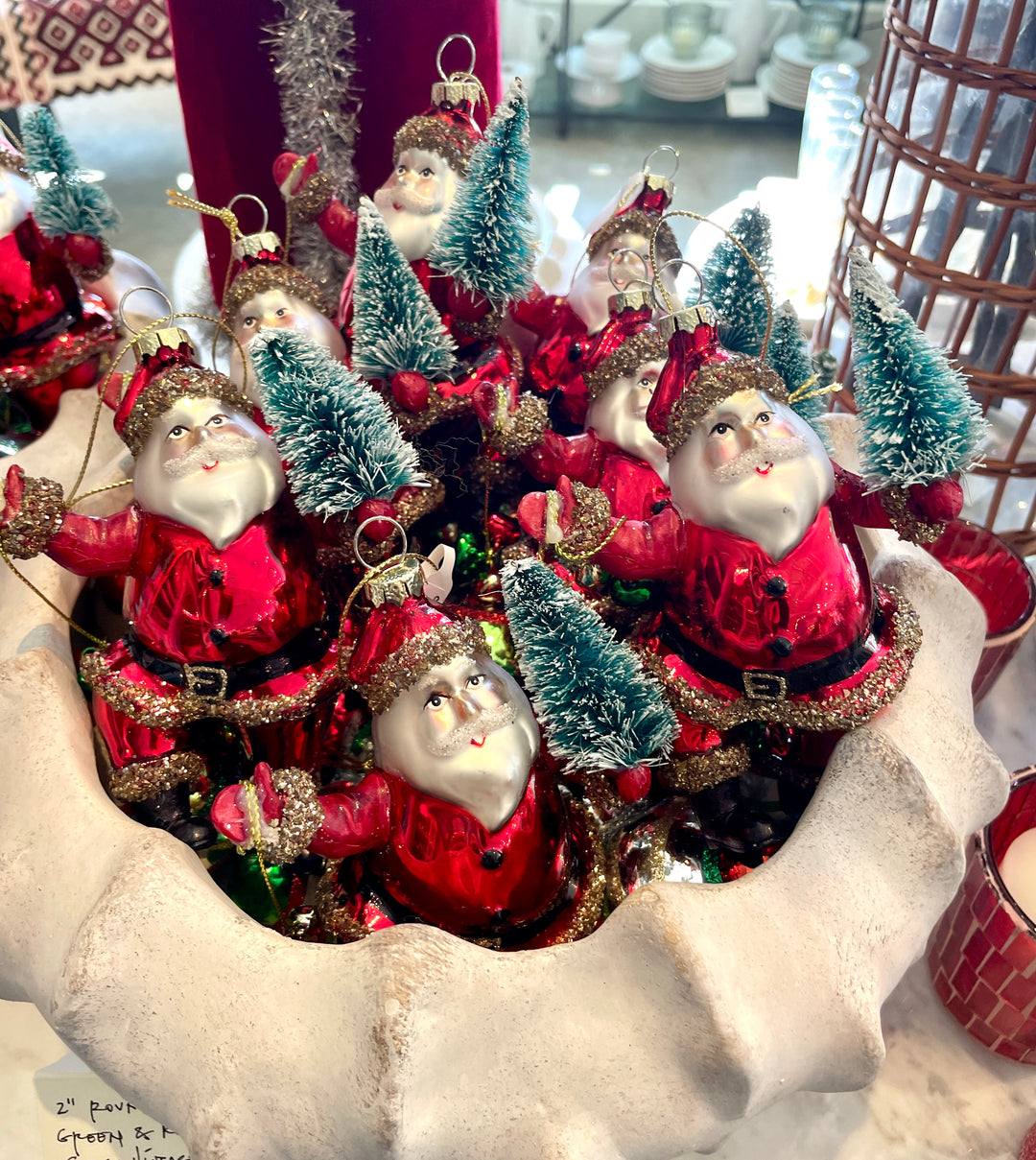 5" Retro Glass Santa Ornament