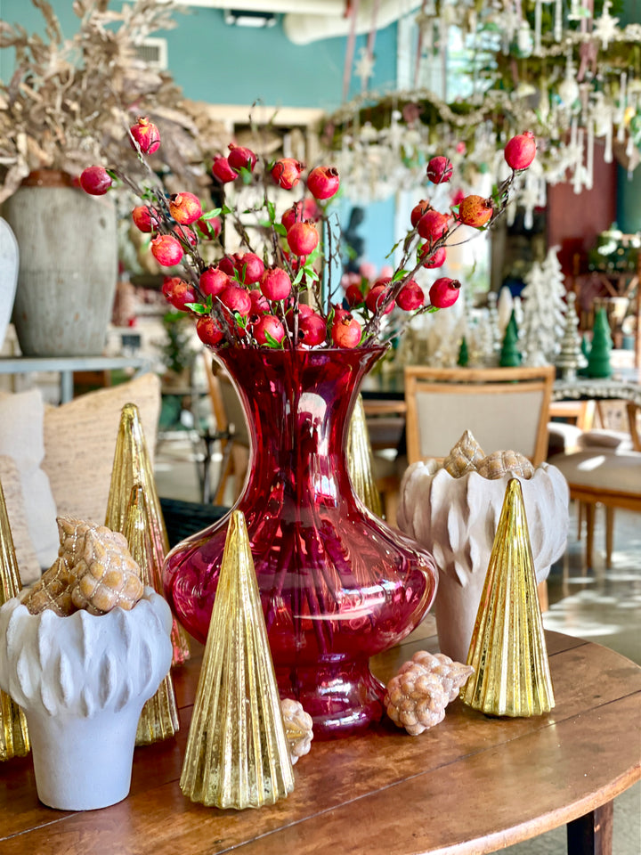 Vintage Large Scale Hand Blown Cranberry Glass Vase