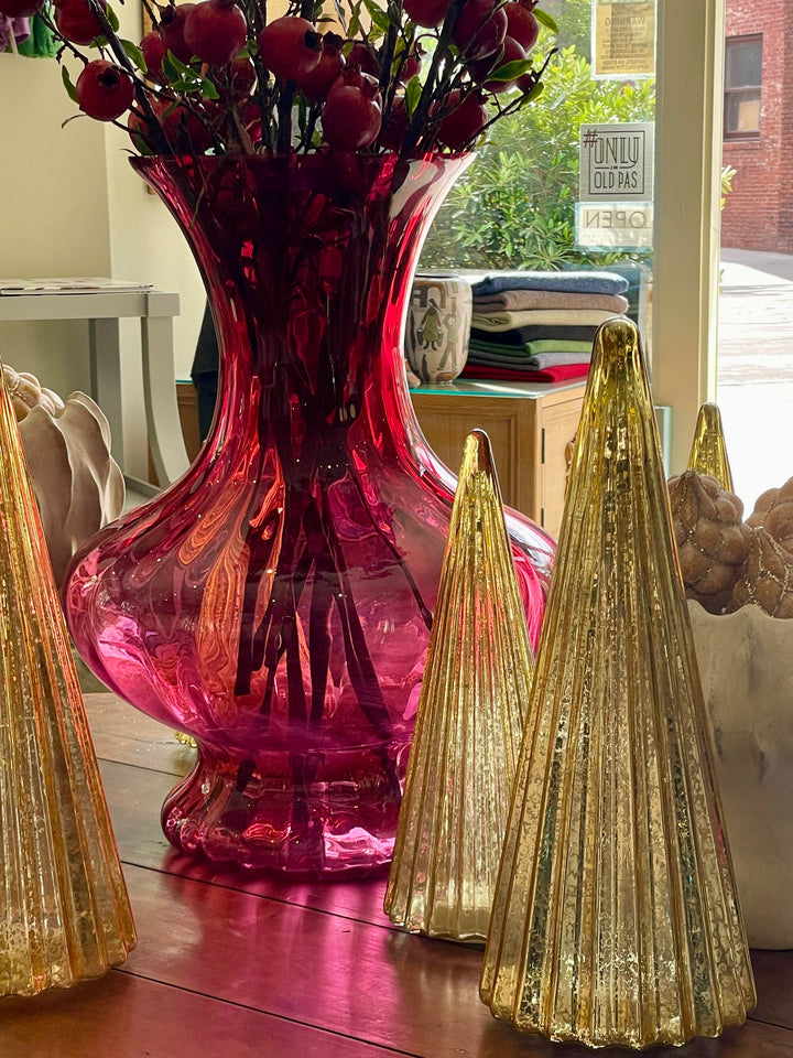 Vintage Large Scale Hand Blown Cranberry Glass Vase