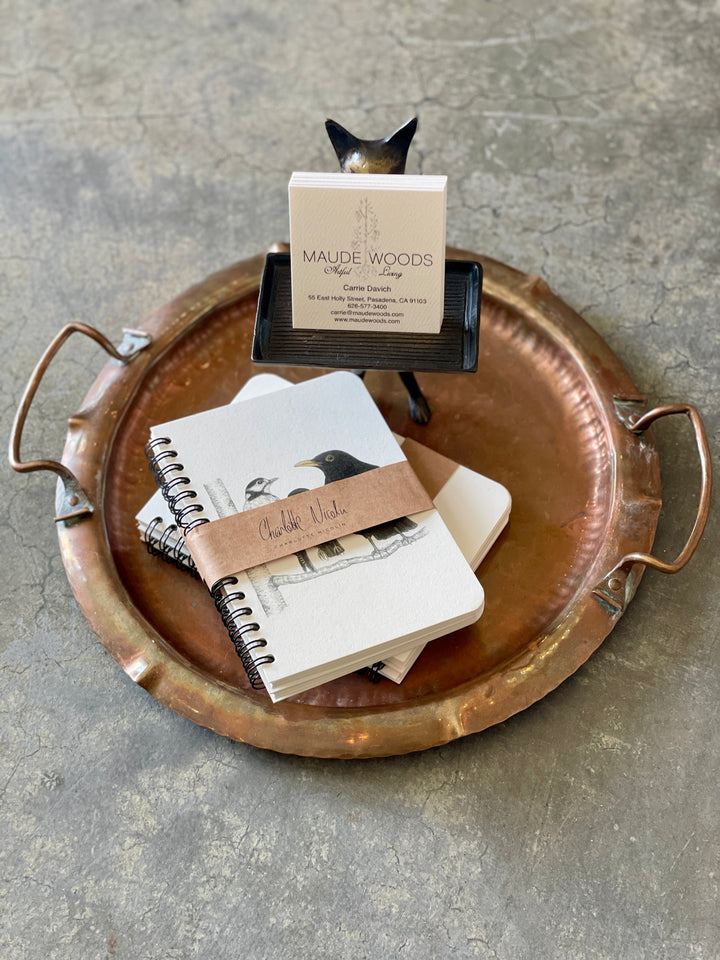 Vintage Handmade + Hammered Copper Tray w/Rolled Edge + Handles