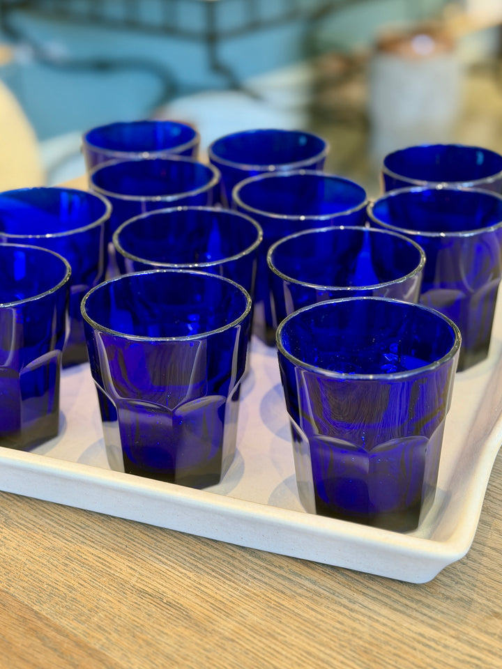 Vintage Cobalt Blue Faceted Drinking Glasses by Libbey | Set of 12