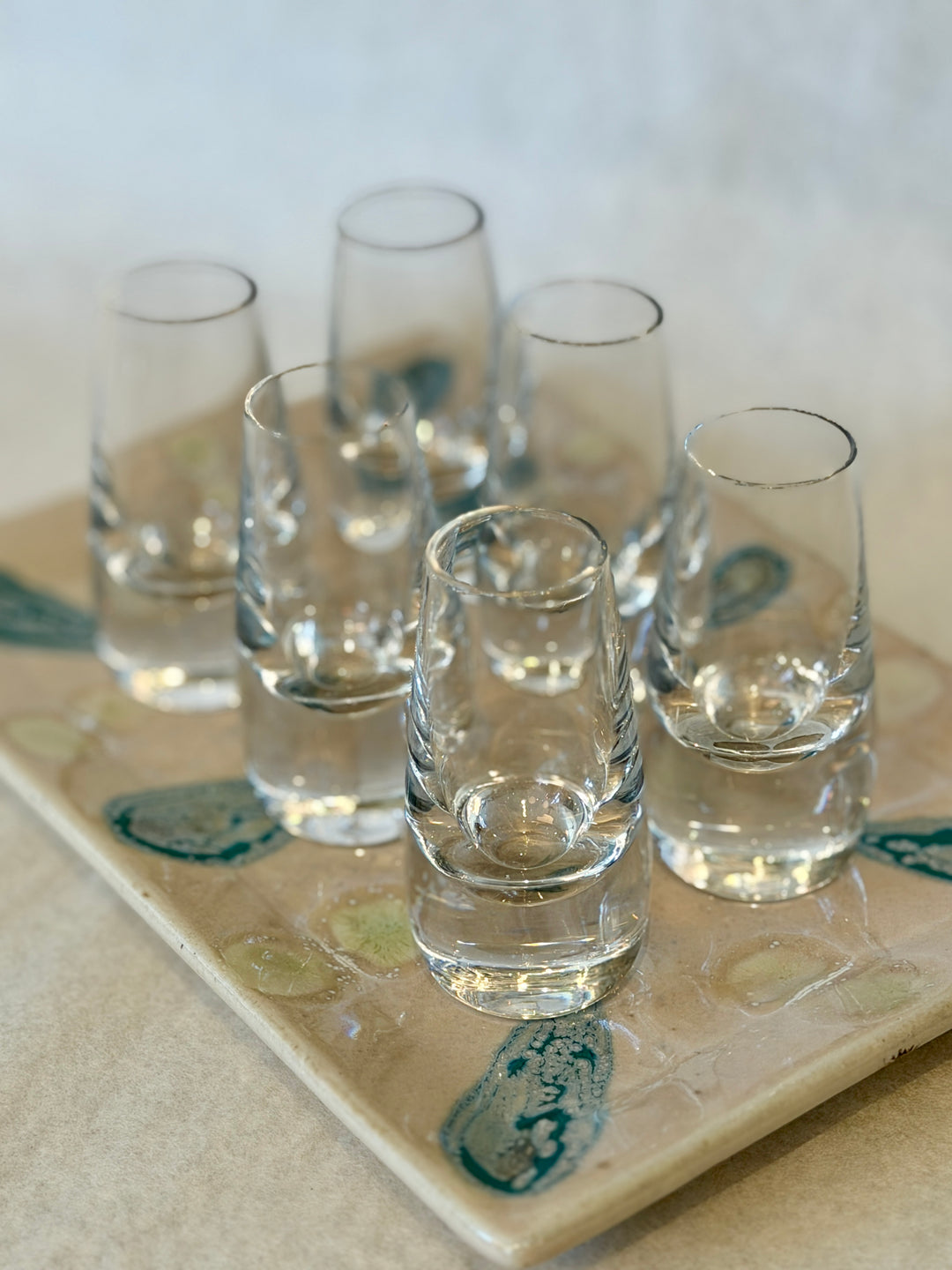 Vintage Clear Shot Glasses w/Heavy Base | Set of 6