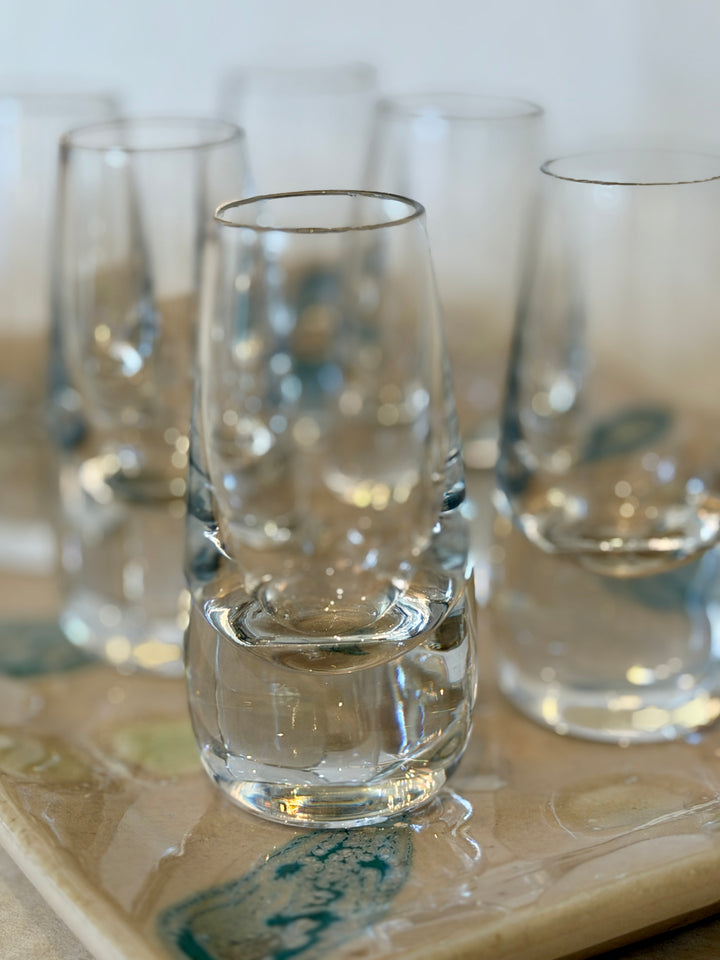 Vintage Clear Shot Glasses w/Heavy Base | Set of 6