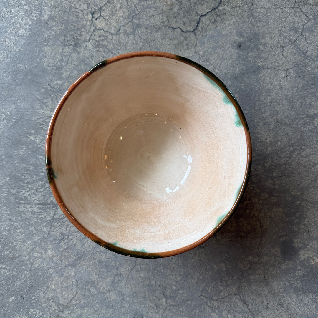 Handmade Pottery Green + White Bowl, Egypt