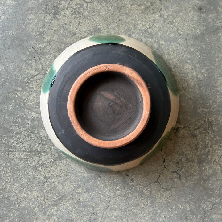 Handmade Pottery Green + White Bowl, Egypt