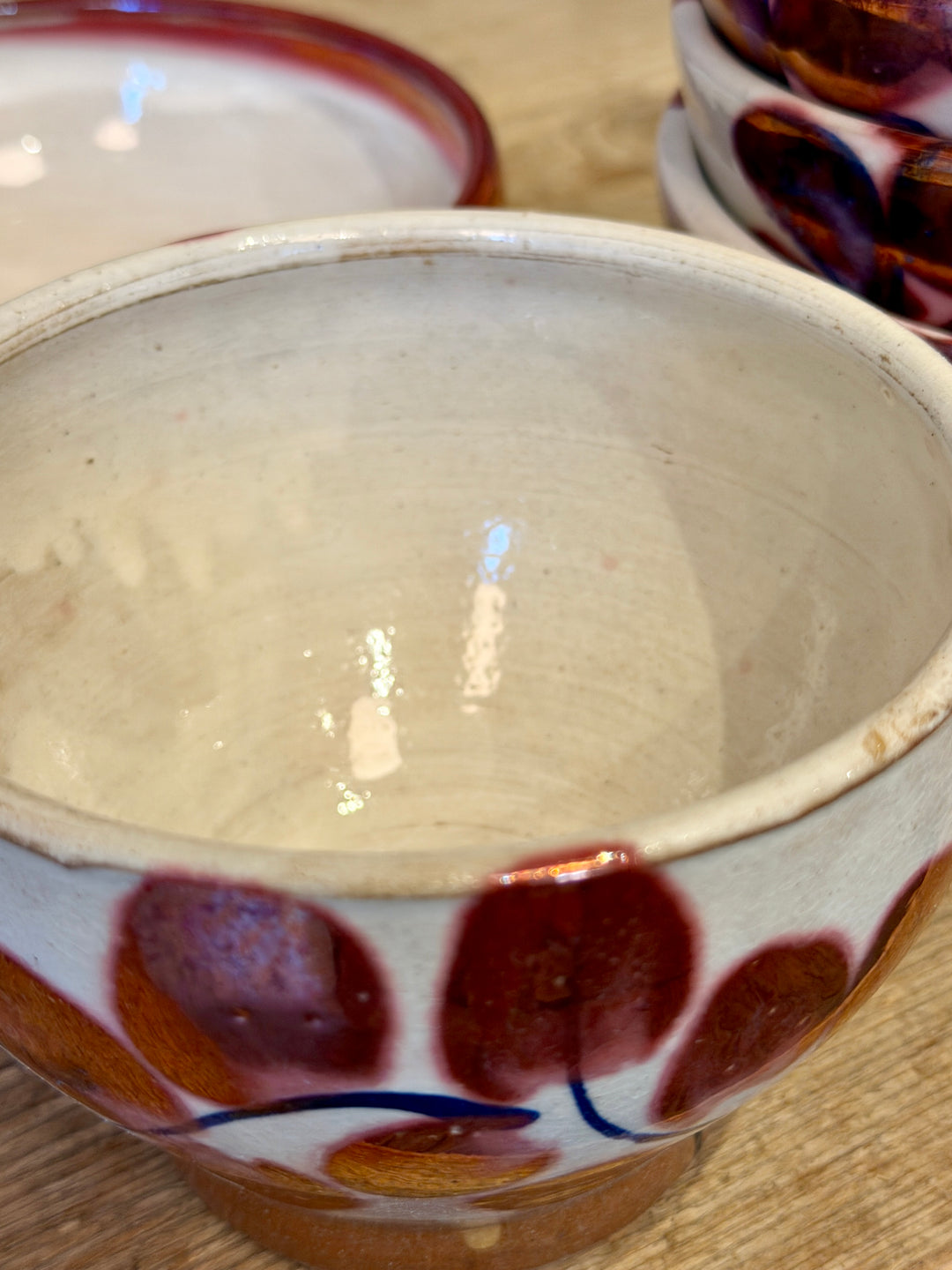Handmade Pottery Metallic Rose Leaf Bowl, Egypt