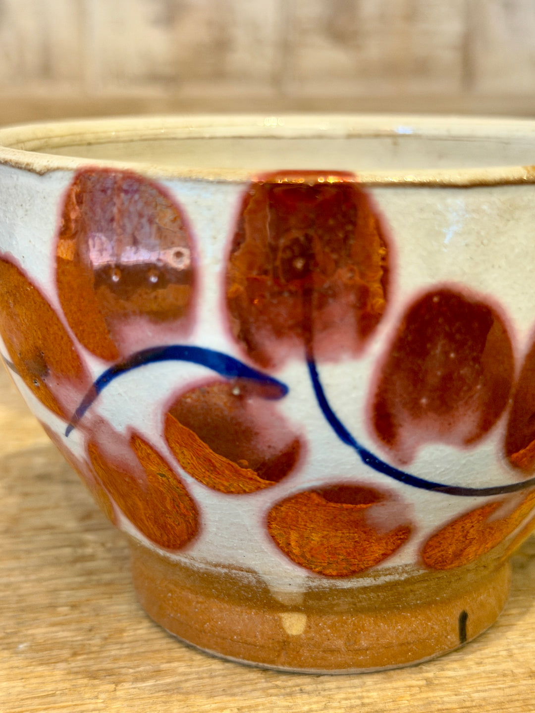 Handmade Pottery Metallic Rose Leaf Bowl, Egypt