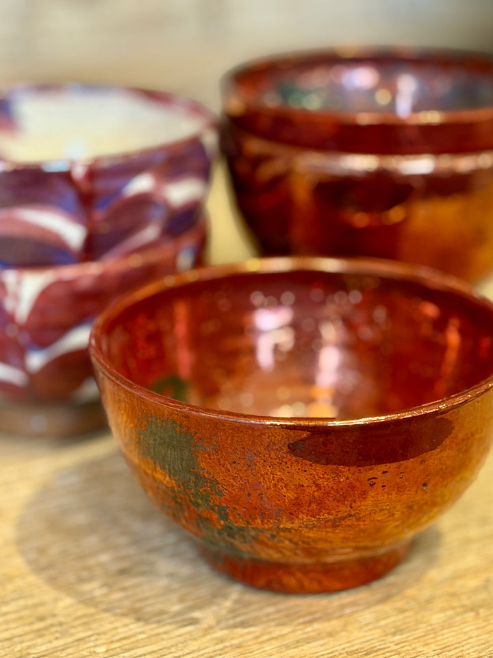 Handmade Pottery Metallic Rose Glazed Bowl, Egypt