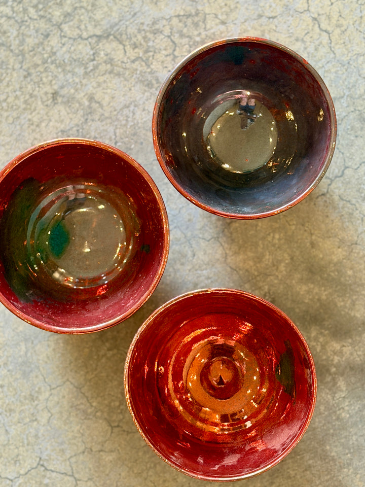 Handmade Pottery Metallic Rose Glazed Bowl, Egypt