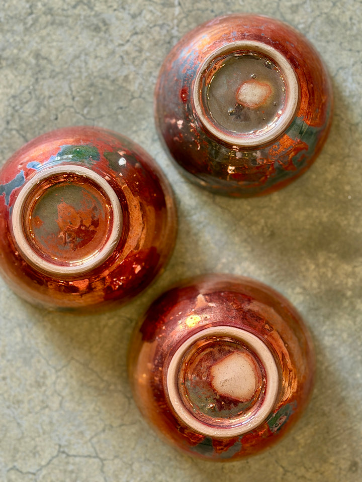 Handmade Pottery Metallic Rose Glazed Bowl, Egypt