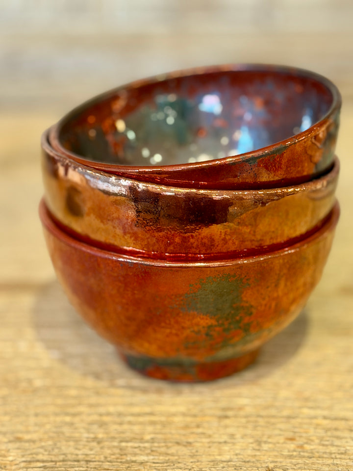 Handmade Pottery Metallic Rose Glazed Bowl, Egypt