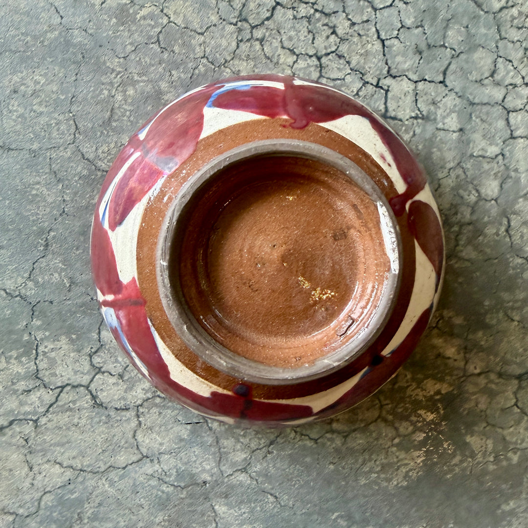 Handmade Pottery Metallic Rose Leaf Stem 1 Bowl, Egypt