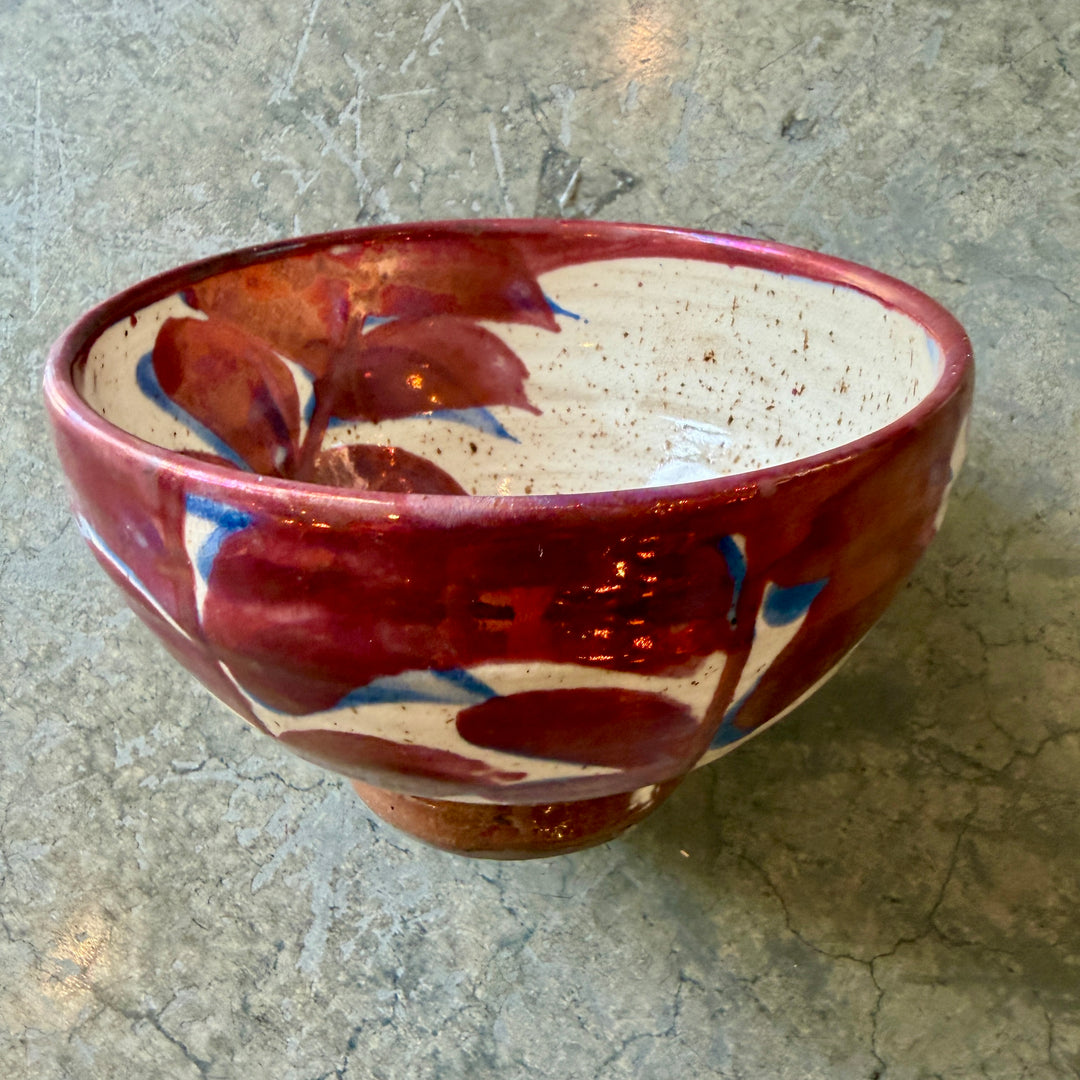 Handmade Pottery Metallic Rose Leaf Stem 1 Bowl, Egypt