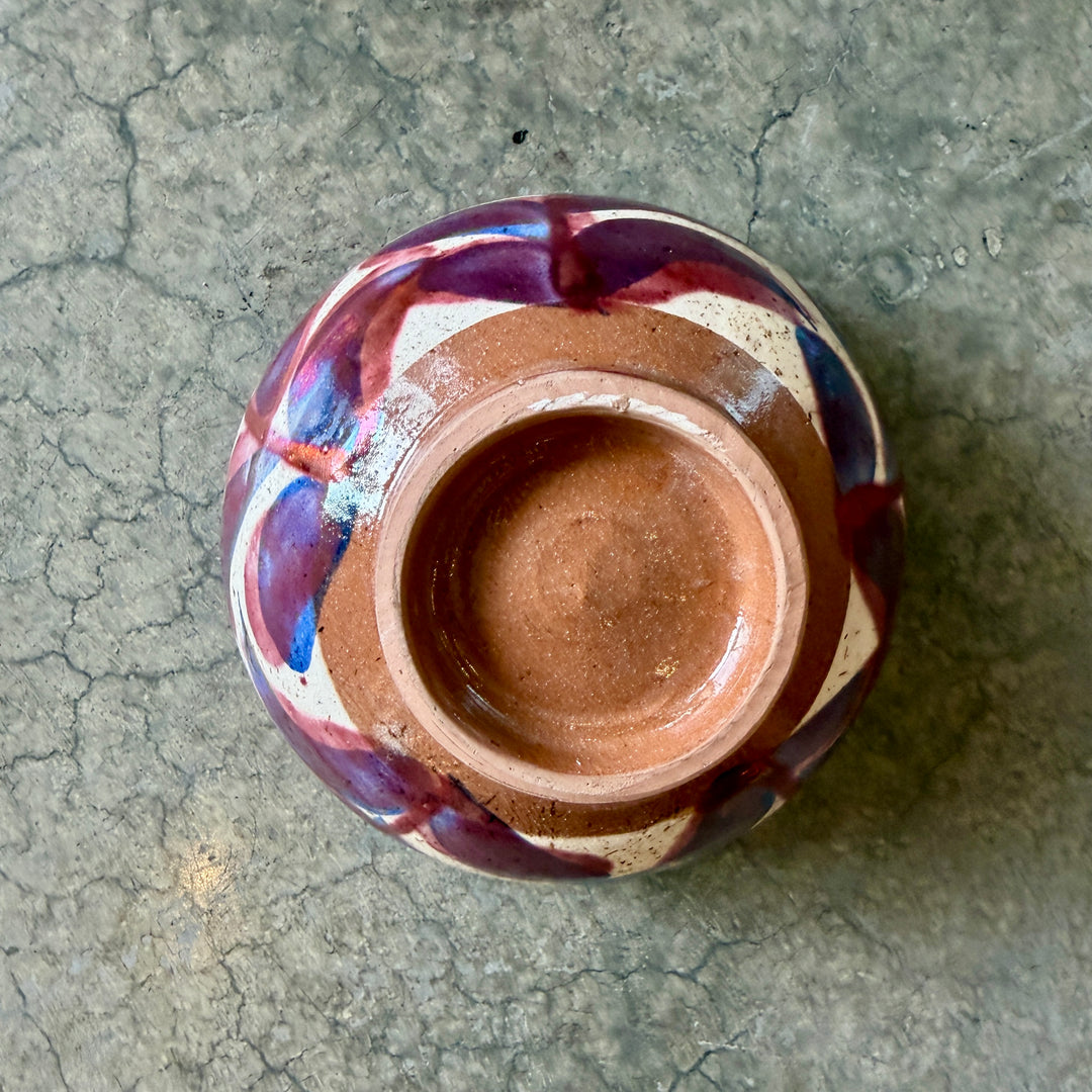 Handmade Pottery Metallic Rose Leaf Stem 2 Bowl, Egypt