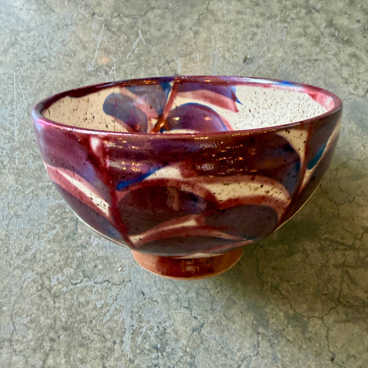 Handmade Pottery Metallic Rose Leaf Stem 2 Bowl, Egypt