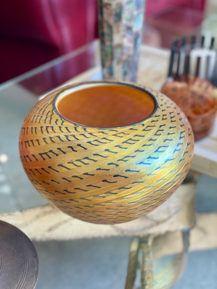 Studio Round Gold Iridescent Art Glass Vase