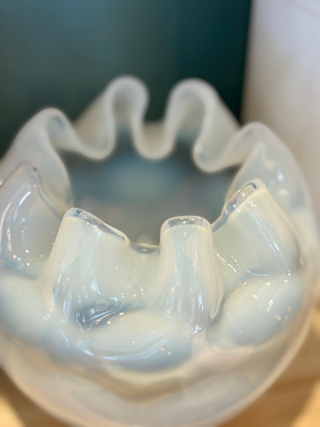 Vintage Beaumont Glass Opaline Rose Bowl Vase
