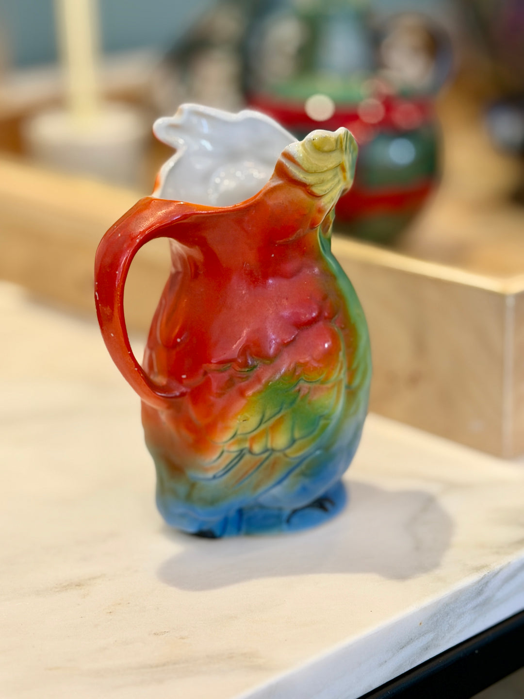Antique Ceramic Parrot Creamer, Germany