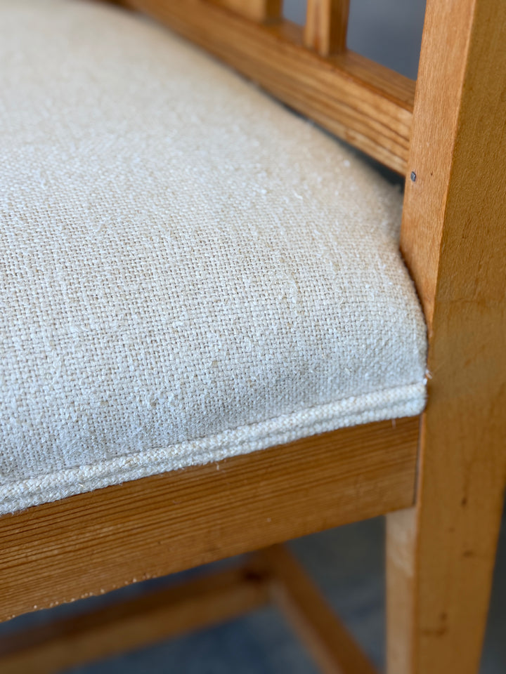 Vintage Pine Biedermeier Style Arm Chairs| Pair