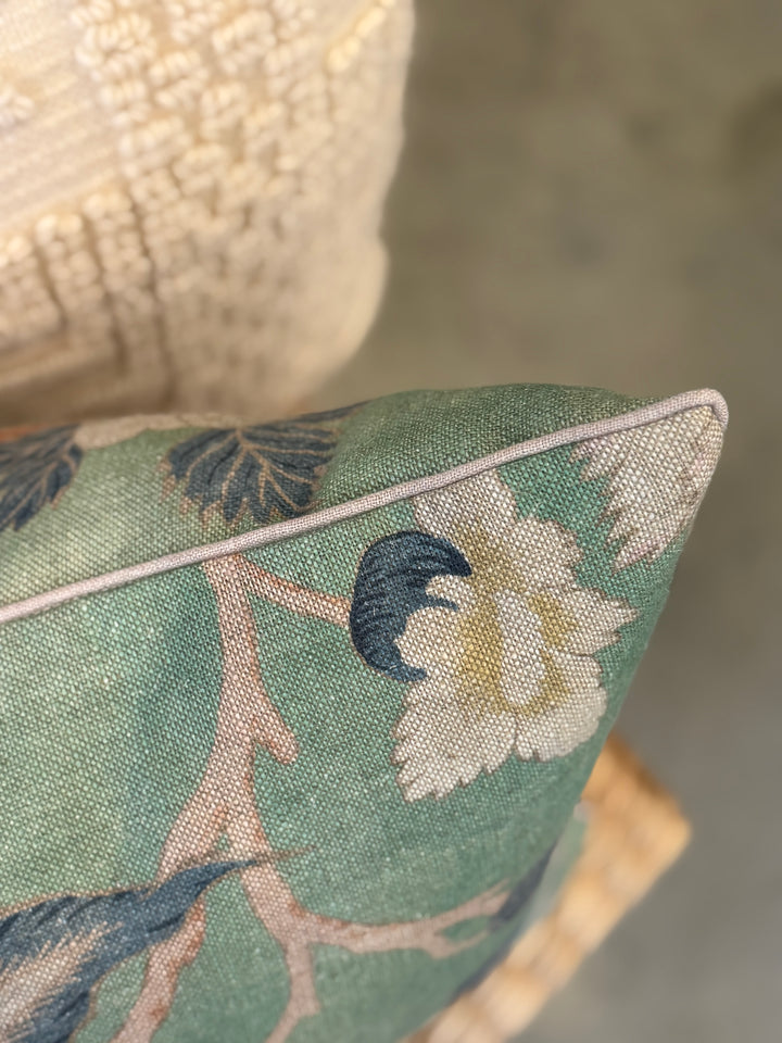 Custom 15" x 23" Pillow made from a Floral Printed Linen, England