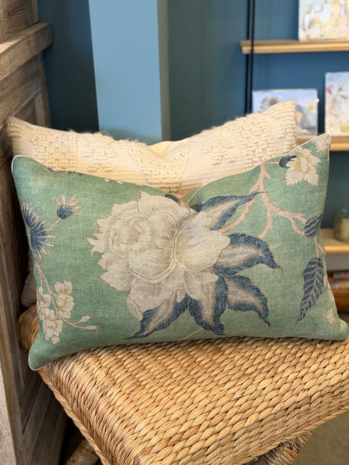 Custom 15" x 23" Pillow made from a Floral Printed Linen, England