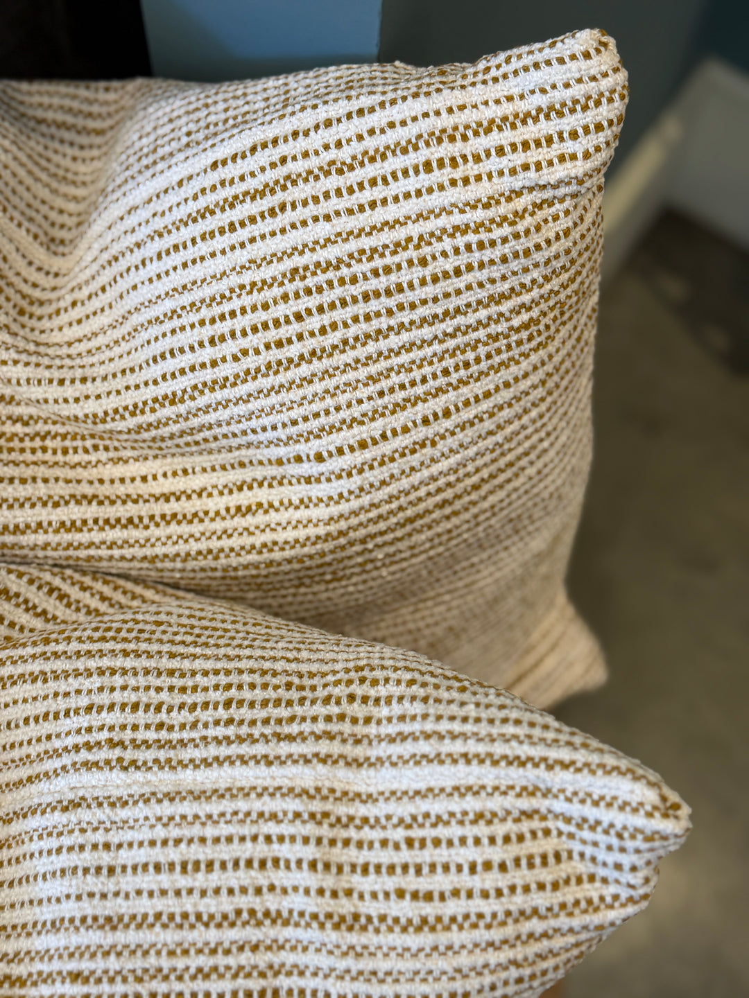 Custom 14" x 21" Pillow in a Woven Umber + Cream Cotton, Spain