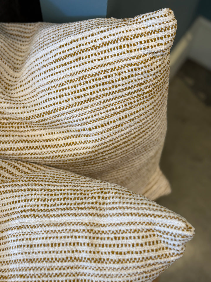 Custom 21" x 21" Pillow in a Woven Umber + Cream Cotton, Spain