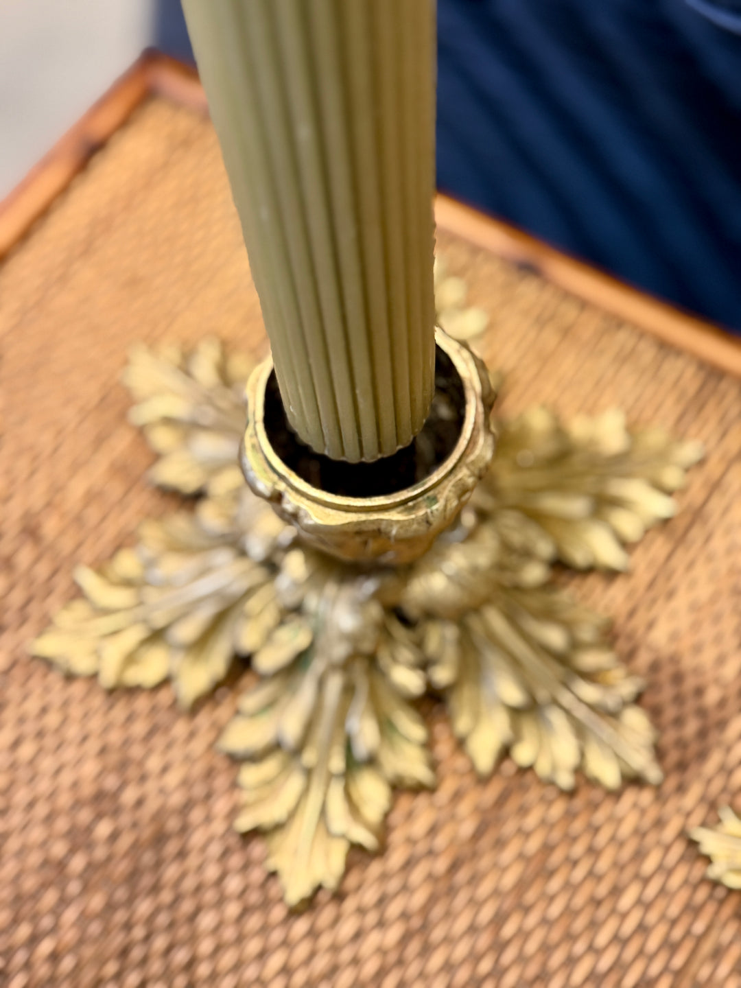 Vintage Heavy Brass Candlesticks with Acanthus Leaf Motif | Pair