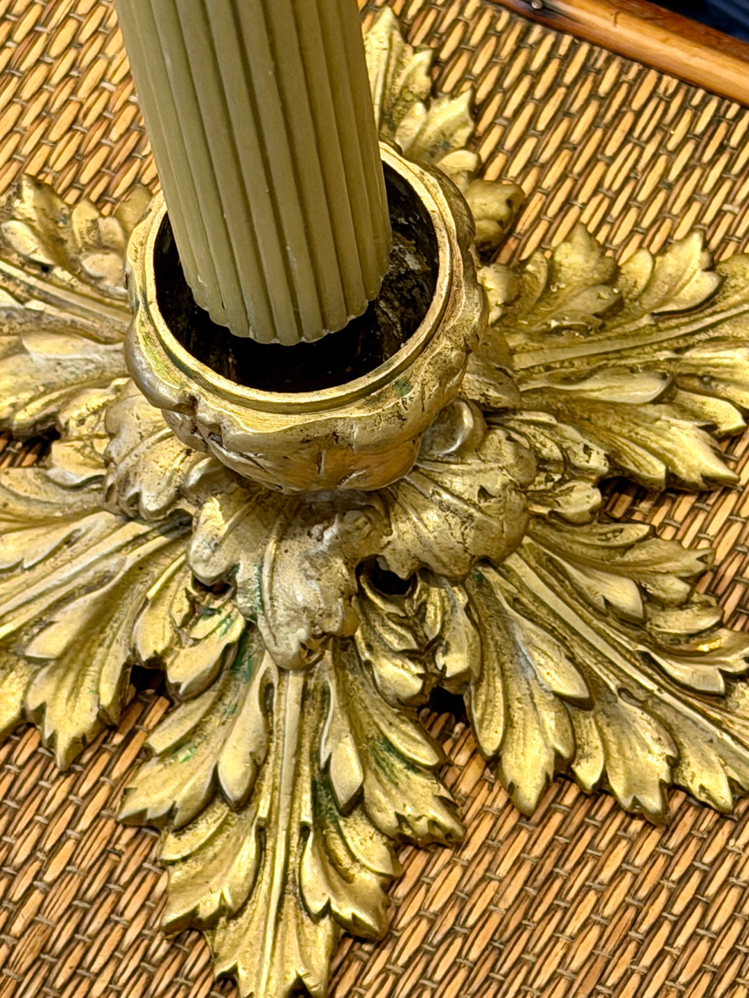 Vintage Heavy Brass Candlesticks with Acanthus Leaf Motif | Pair