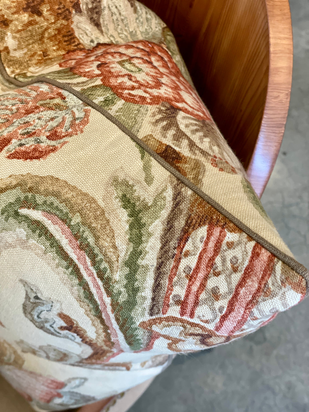Custom 12" x 18" Pillow made from Vintage Printed Linen w/ a Floral Design