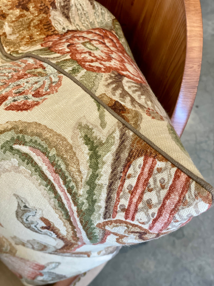Custom 12" x 18" Pillow made from Vintage Printed Linen w/ a Floral Design