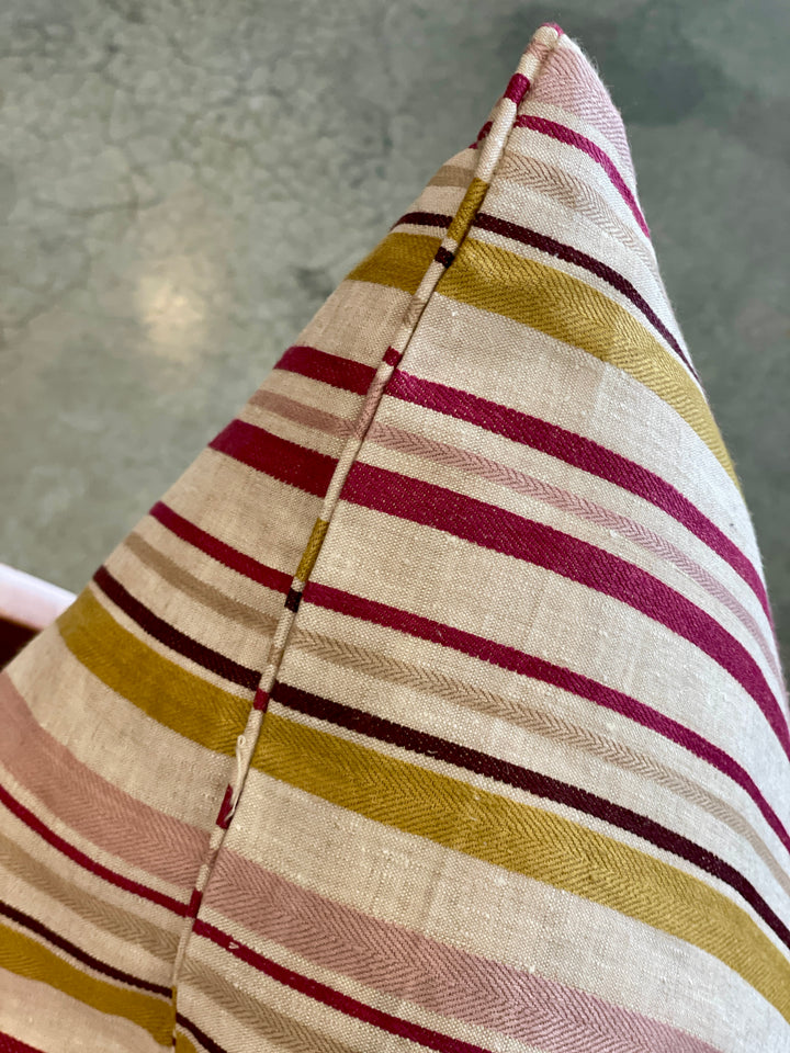 Custom 21" x 21" Pillow made from Designer Woven Stripe Linen