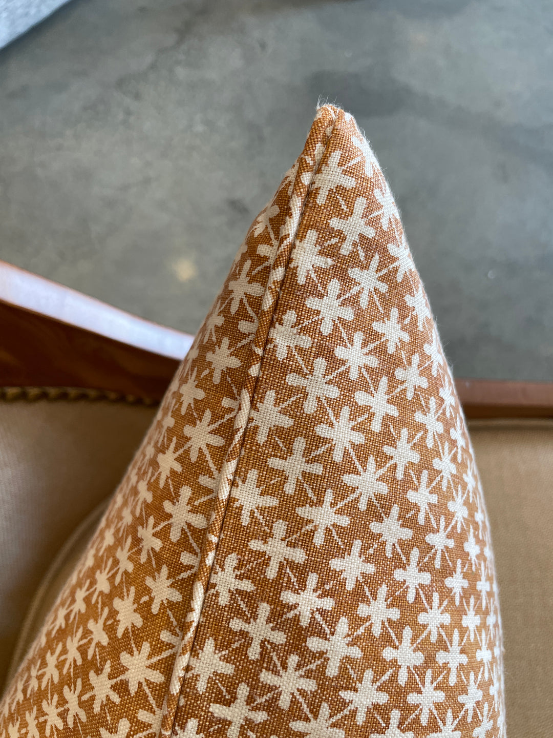Custom 12" x 18" Hand Block Printed Linen Pillow - Sitaron Honey