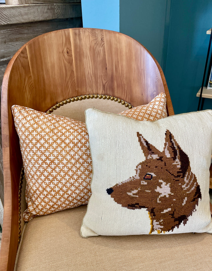 Custom 12" x 18" Hand Block Printed Linen Pillow - Sitaron Honey