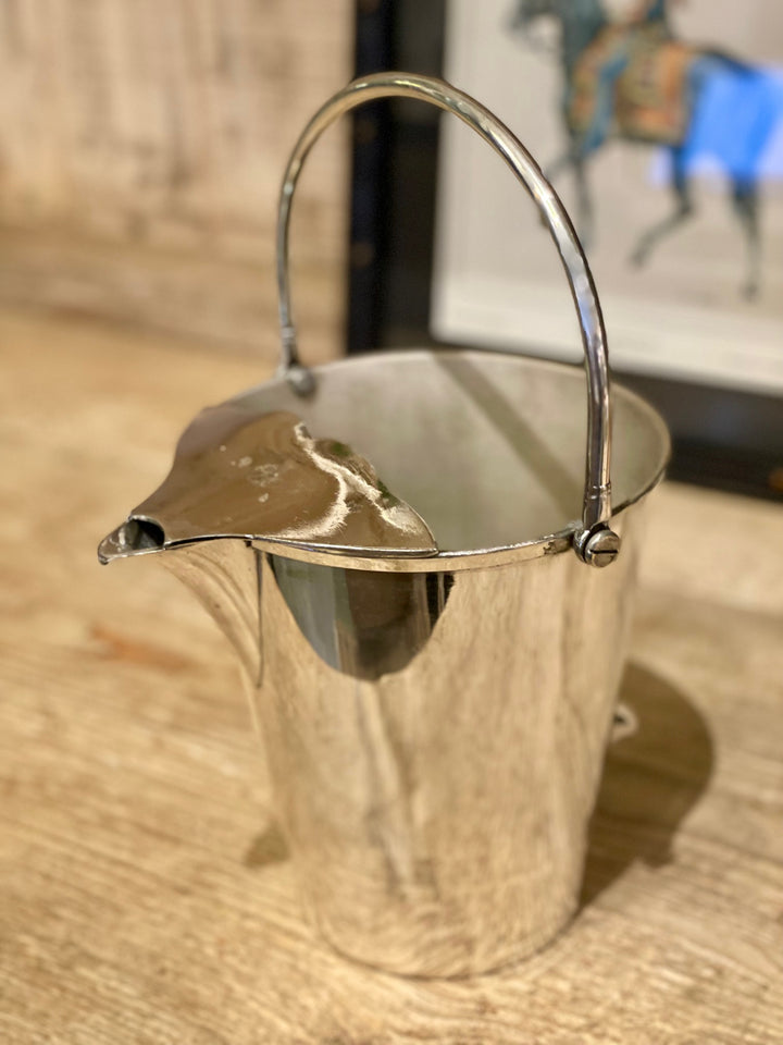 Vintage Silver Plate Pail Pitcher, Newly Polished