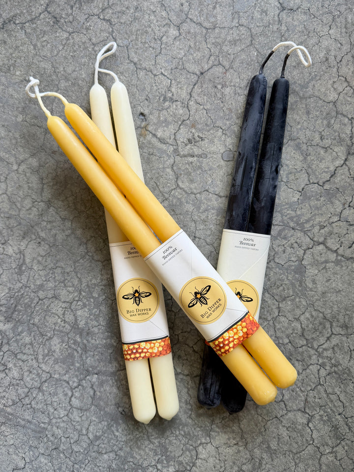 100% Pure Beeswax 12" Taper Candles | Ivory | Pair