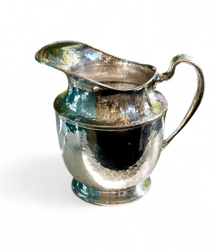 Vintage Silver Plate Hand Hammered Water Pitcher