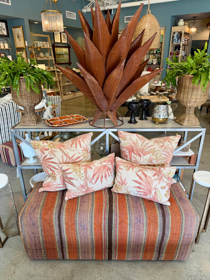 Custom Bench Newly Upholstered in Vintage Hand Woven Stripe Rug, Turkey