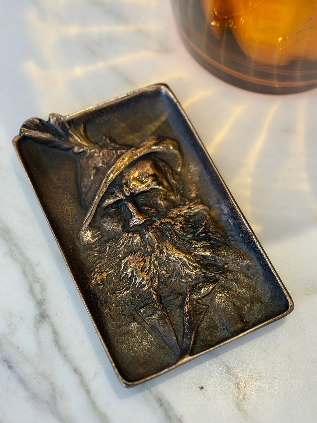 Antique Berdorf Bronze Trinket Dish w/ Figural Relief,  Austria
