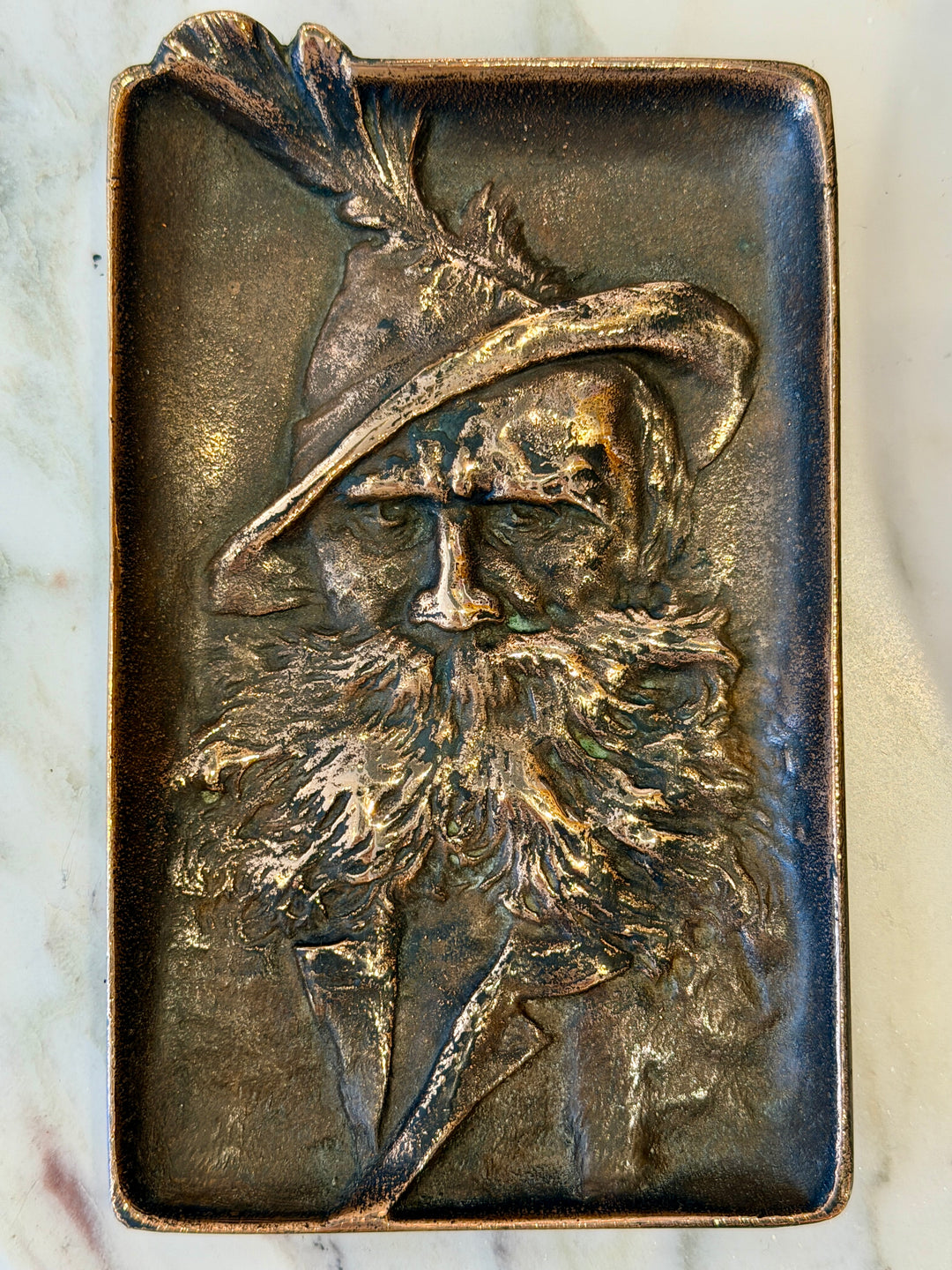 Antique Berdorf Bronze Trinket Dish w/ Figural Relief,  Austria