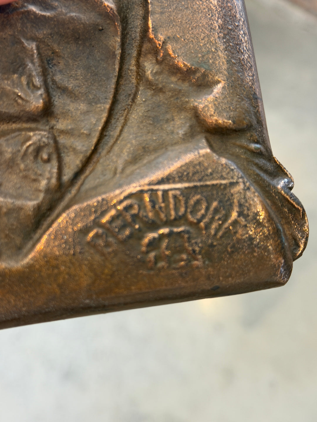 Antique Berdorf Bronze Trinket Dish w/ Figural Relief,  Austria