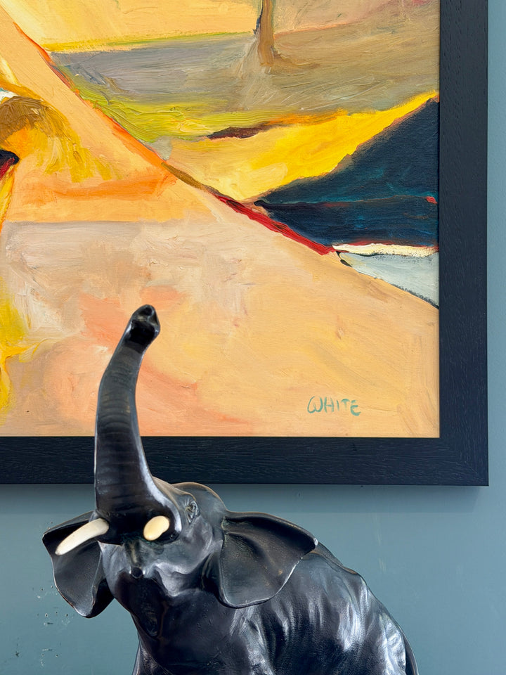 Vintage Abstract Oil Painting of a Woman Waving