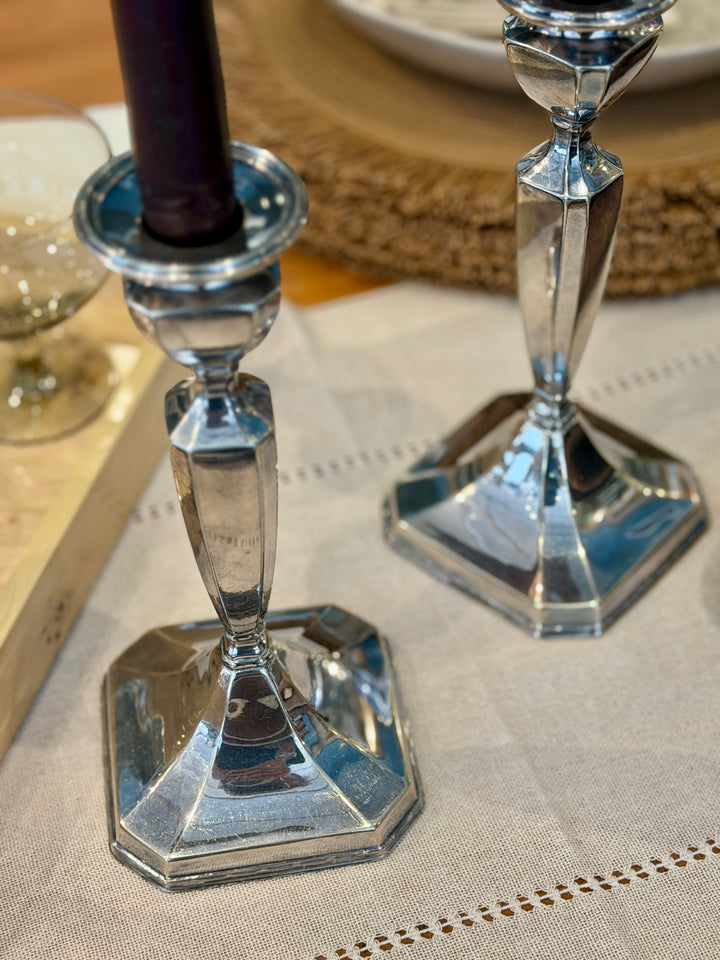 Vintage Derby Silver-Plate Candlesticks| Pair