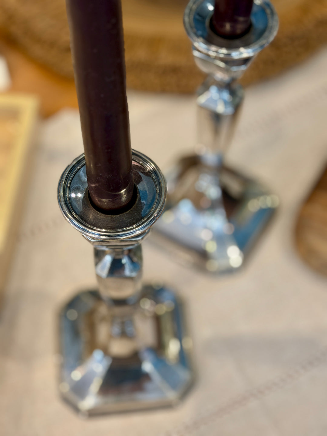 Vintage Derby Silver-Plate Candlesticks| Pair