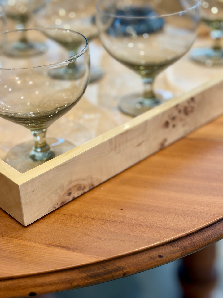 Natural Burl Wood Veneer Tray with Handles | 18.5" x 14"
